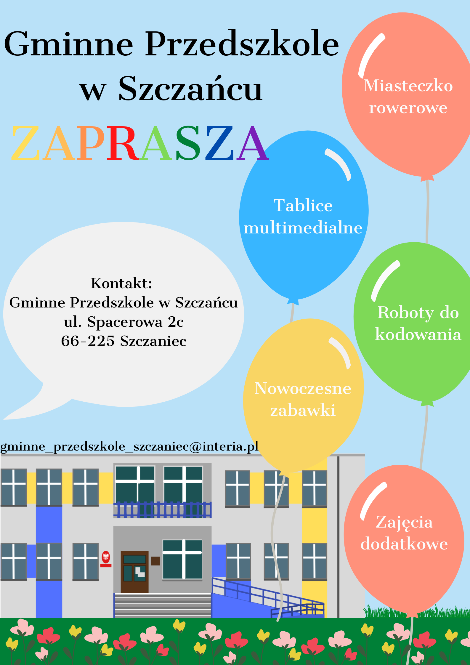 plakat rekrutacyjny do przedszkola w Szczańcu